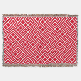 Minimalist Maze Fill Red Pattern Decke