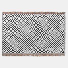 Minimalist Maze Lines Black Pattern Decke