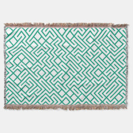 Minimalist Maze Lines Emerald Pattern Decke