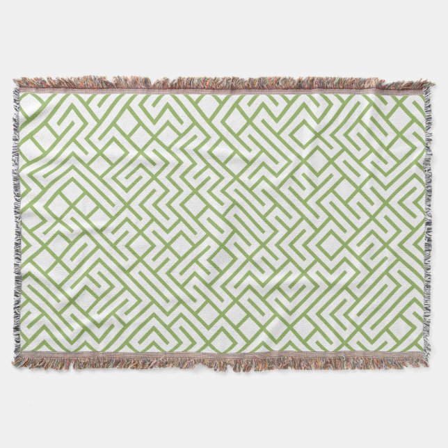 Minimalist Maze Lines Green Pattern Decke (Vorderseite)