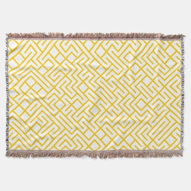 Minimalist Maze Lines Yellow Pattern Decke (Vorderseite)