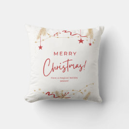 Minimalist Merry Christmas Typography Throw Pillow Kissen
