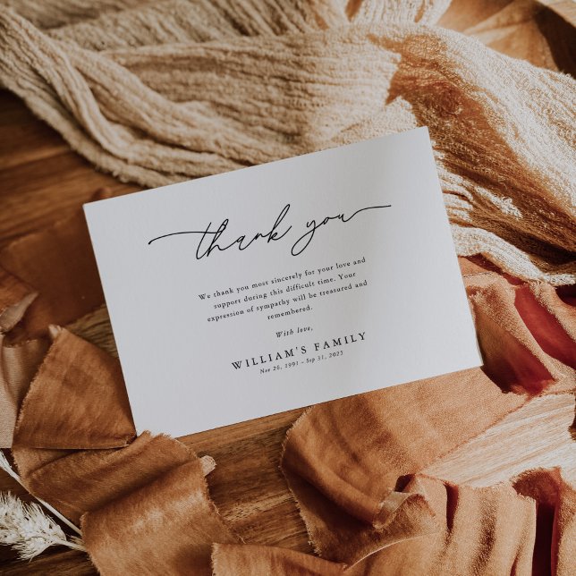 Minimalist Minimalist Funeral Sympathy Memorial Dankeskarte (Von Creator hochgeladen)