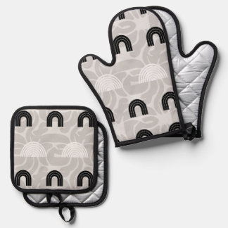 Minimalist Mixed Boho Arches Ofenhandschuh & Topflappen-Set