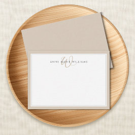 Minimalist Mocha Braun Zwei-Rahmen-Monogramm Mitteilungskarte
