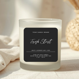Minimalist modern black white candle product label quadratischer aufkleber