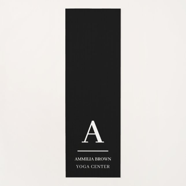 Minimalist Modern Black White Monogram Style Yogamatte (Vorderseite)