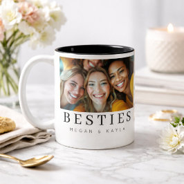 Minimalist Modern Chic Best Friends BFF Photo Zweifarbige Tasse