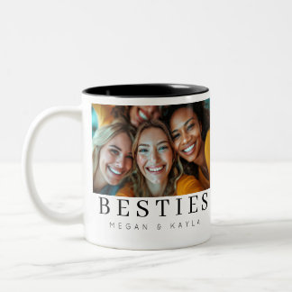 Minimalist Modern Chic Best Friends BFF Photo Zweifarbige Tasse