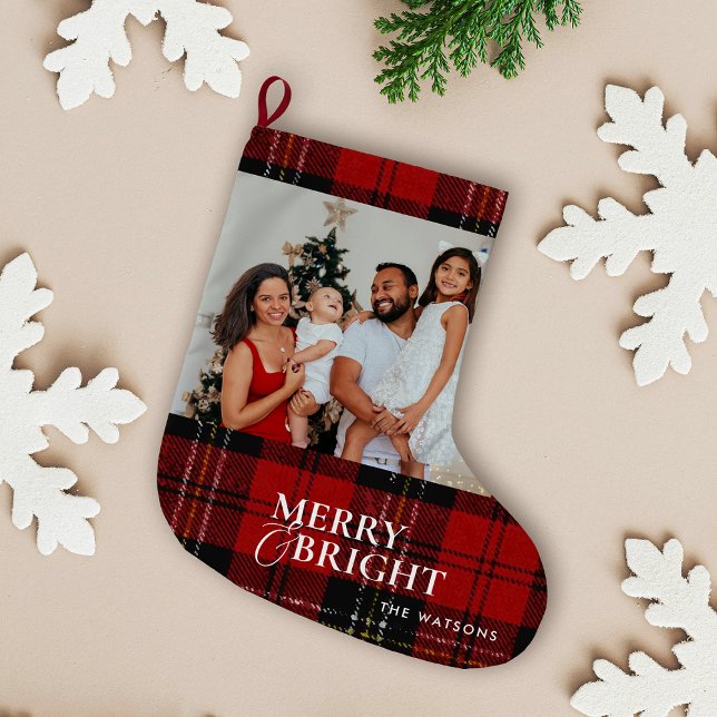Minimalist Modern Classic Family Photo  Großer Weihnachtsstrumpf (Von Creator hochgeladen)