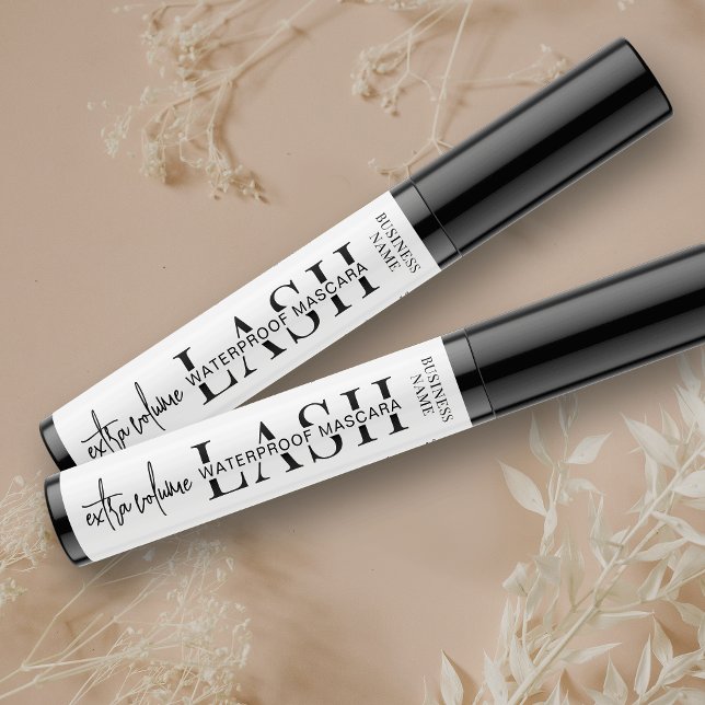 Minimalist Modern Cosmetic Tube Lash Mascara Label Etiketten (Create branded mascara labels with these modern black and white cosmetic tube wrapper labels)