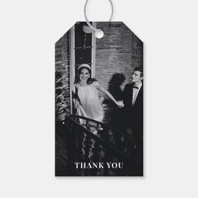 Minimalist Modern Custom Photo Wedding Thank You Geschenkanhänger (Vorderseite)