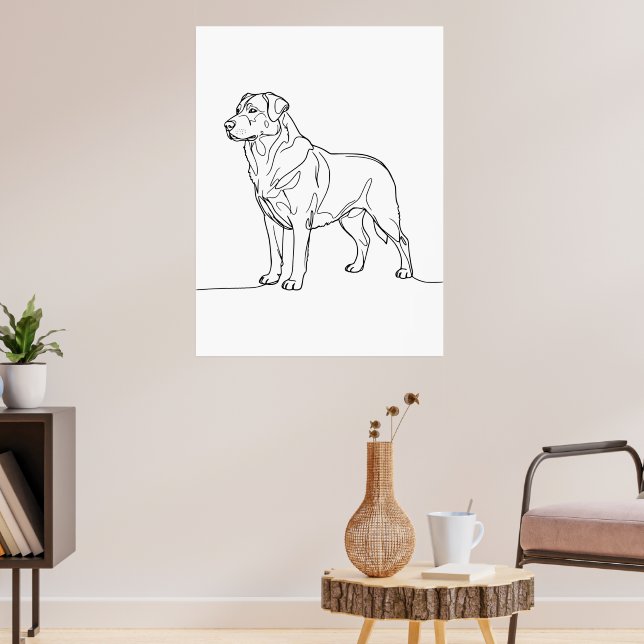 Minimalist Modern Dog Line Art Drawing Poster (Wohnzimmer 3)