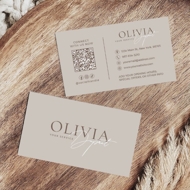 Minimalist Modern Elegant Beige Neutral Visitenkarte (Von Creator hochgeladen)