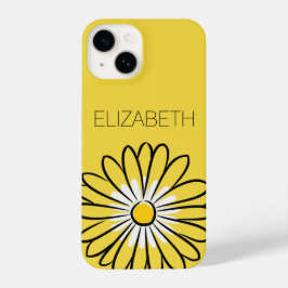 Minimalist Modern Elegant Daisy flower and text iPhone 14 Hülle