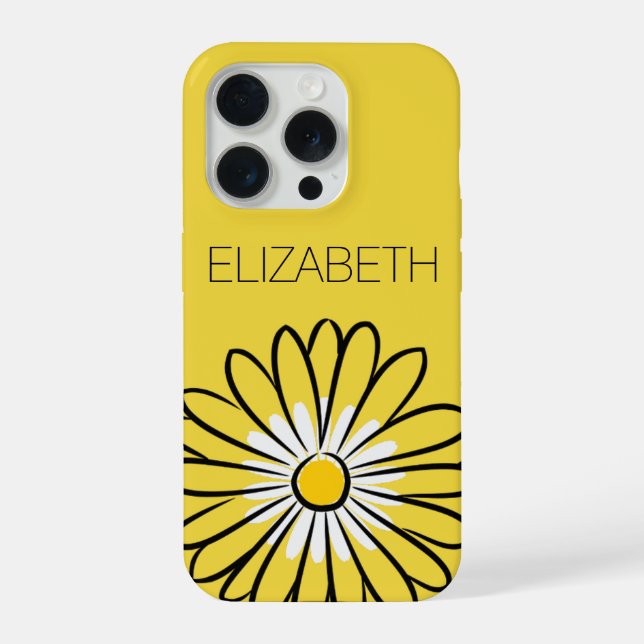 Minimalist Modern Elegant Daisy flower and text iPhone 15 Pro Hülle (Rückseite)