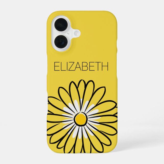Minimalist Modern Elegant Daisy flower and text iPhone 16 Hülle (Rückseite)