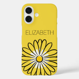 Minimalist Modern Elegant Daisy flower and text iPhone 16 Hülle
