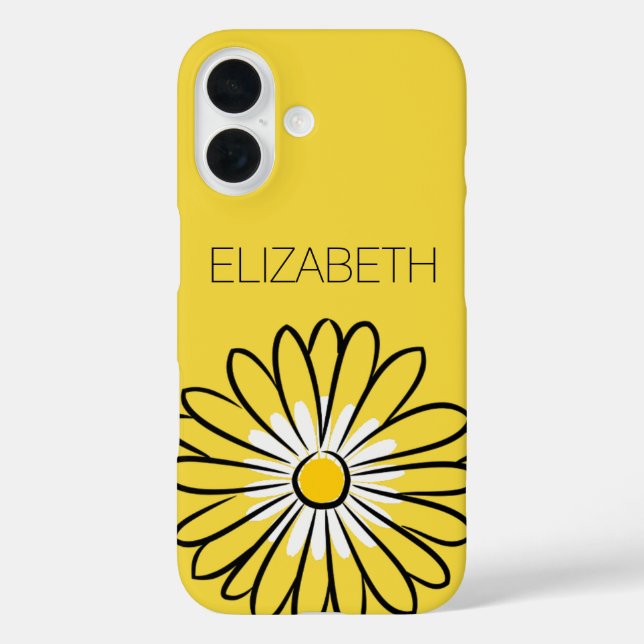 Minimalist Modern Elegant Daisy flower and text iPhone 16 Hülle (Rückseite)