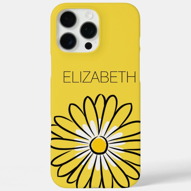Minimalist Modern Elegant Daisy flower and text iPhone 16 Pro Max Hülle (Rückseite)