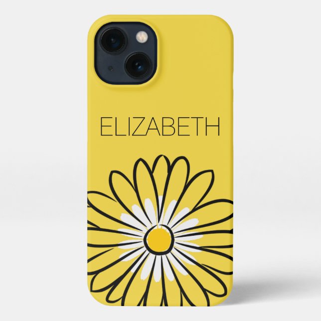 Minimalist Modern Elegant Daisy flower and text iPhone Hülle (Rückseite)