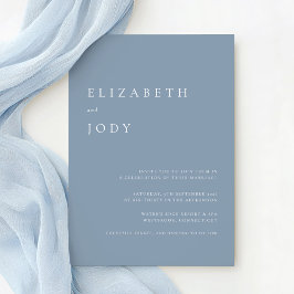 Minimalist Modern Elegant Dusty Blue Wedding  Einladung