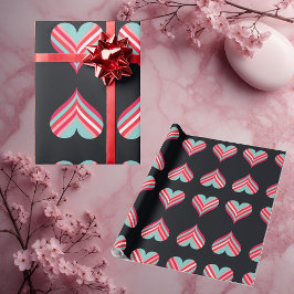 Minimalist Modern Elegant Hearts Romantic Stripes  Geschenkpapier