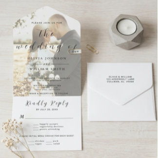 Minimalist Modern Elegant Photo Wedding  All-in-One-Einladung