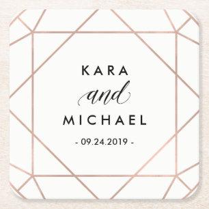 Minimalist Modern Geometric Diamond Wedding Rechteckiger Pappuntersetzer