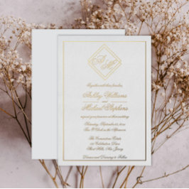 Minimalist Modern Geometric Monogram Wedding  Folieneinladung