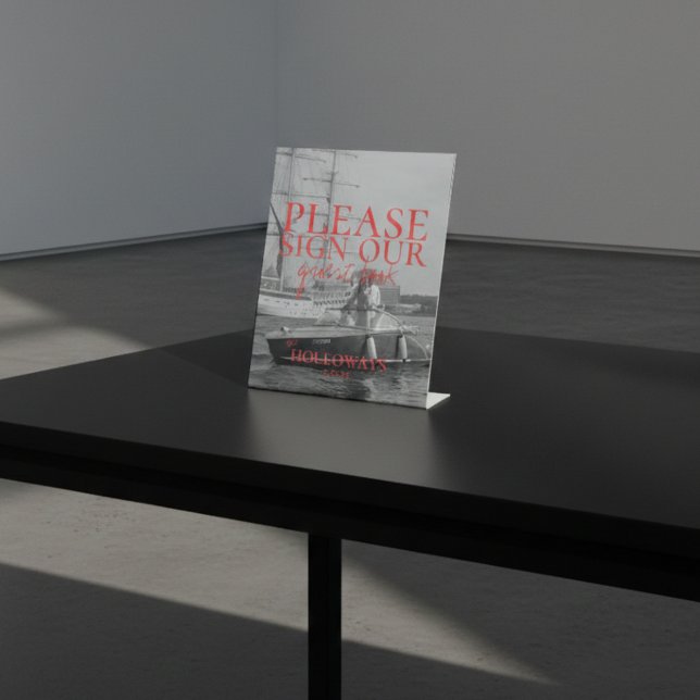 Minimalist Modern Handwritten Guest Book Sign Sockelschild (Minimalist Modern Handwritten Guest Book Sign)