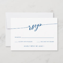 Minimalist Modern Navy Blue Script RSVP Card