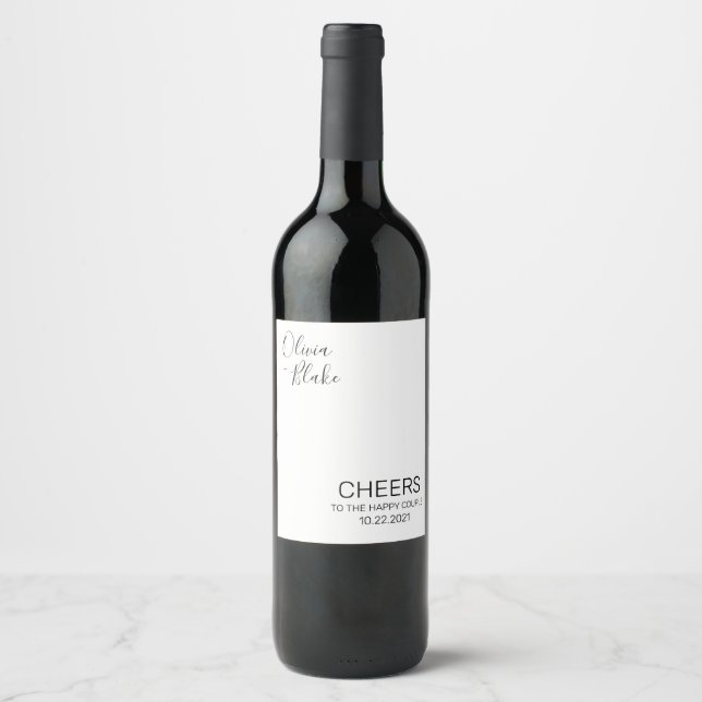 Minimalist Modern Personalized Wine Bottle Labels Weinetikett (Vorderseite)