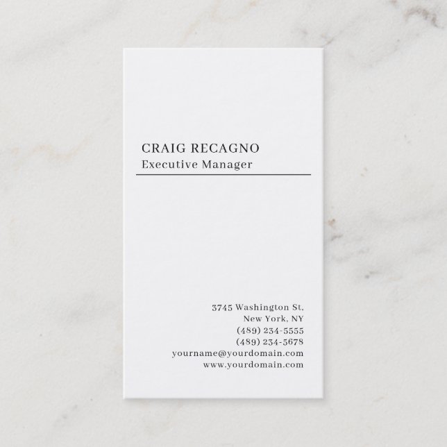 Minimalist Modern Plain Trendy Black White Visitenkarte (Vorderseite)