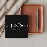 Minimalist Modern Script Black Quadratische Visitenkarte<br><div class="desc">Minimalist business card features modern chic script calligraphy.</div>