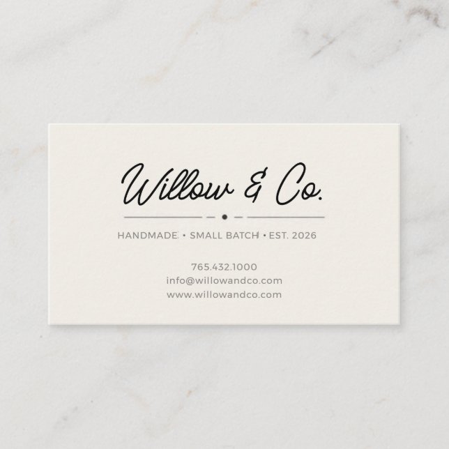 Minimalist Modern Script Small Business Card Visitenkarte (Vorderseite)