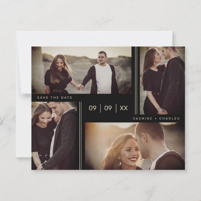 Minimalist Modern Wedding Collage Four Photos (Vorderseite)