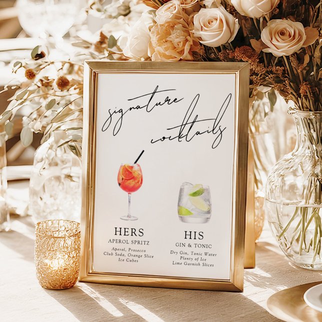 Minimalist Modern & Whimsical Signature Cocktails Poster (Von Creator hochgeladen)