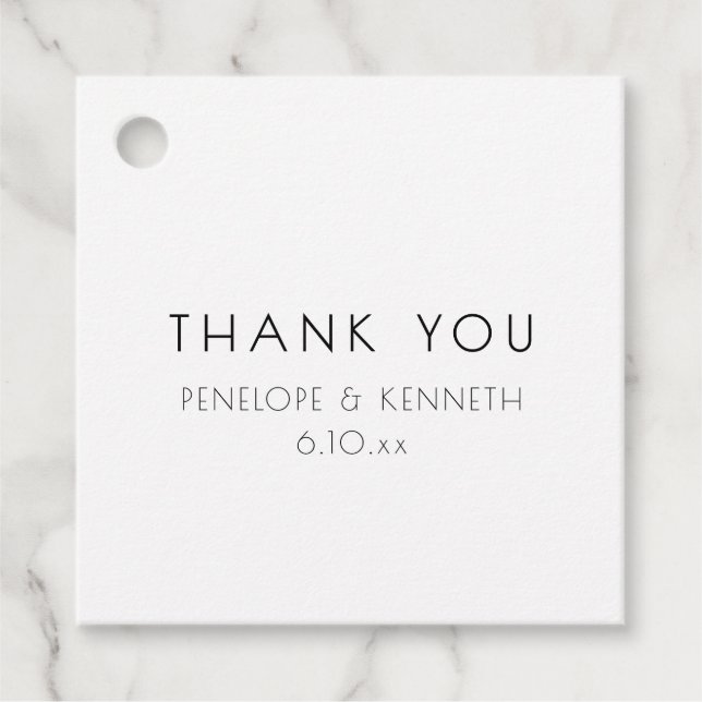 Minimalist Modern White Simple Wedding Thank You Geschenkanhänger (Vorderseite)