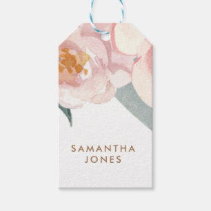 Minimalist Moderne Rosa Pfingstrose Florale Wasser Geschenkanhänger