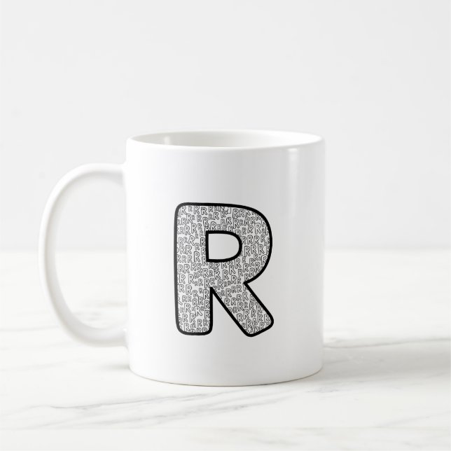 Minimalist Monochrome Letter R Art Mug (Gauche)