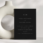 Minimalist Monogram Black White Modern Wedding Einladung<br><div class="desc">A minimalist black wedding invitation featuring a refined monogram and clean white typography. The modern layout and centered text create an elegant,  timeless look—perfect for couples who love understated sophistication. Ideal for formal or contemporary weddings,  this invitation pairs classic simplicity with modern style.</div>