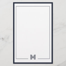 Minimalist Monogram Double Border Stationery Briefpapier