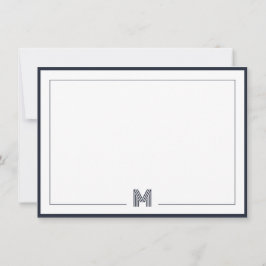 Minimalist Monogram Double Border Stationery Mitteilungskarte