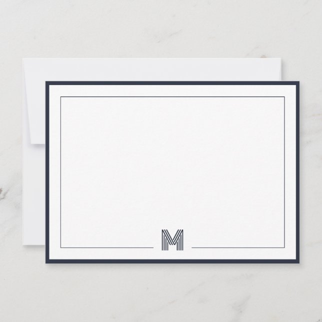Minimalist Monogram Double Border Stationery Mitteilungskarte (Vorderseite)
