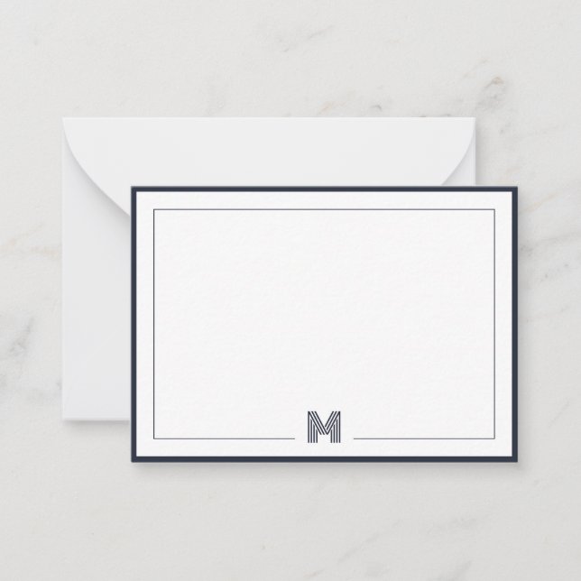 Minimalist Monogram Double Border Stationery Mitteilungskarte (Vorderseite)