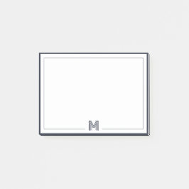 Minimalist Monogram Double Border Stationery Post-it Klebezettel