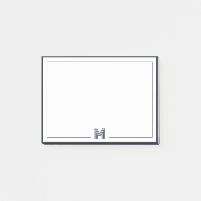 Minimalist Monogram Double Border Stationery Post-it Klebezettel (Vorderseite)