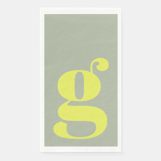 Minimalist Monogram Initial Bold Sage Chartreuse Serviette (Vorderseite)