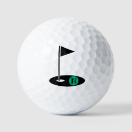 Minimalist Monogram Initial Golf Flag Hole Golfball